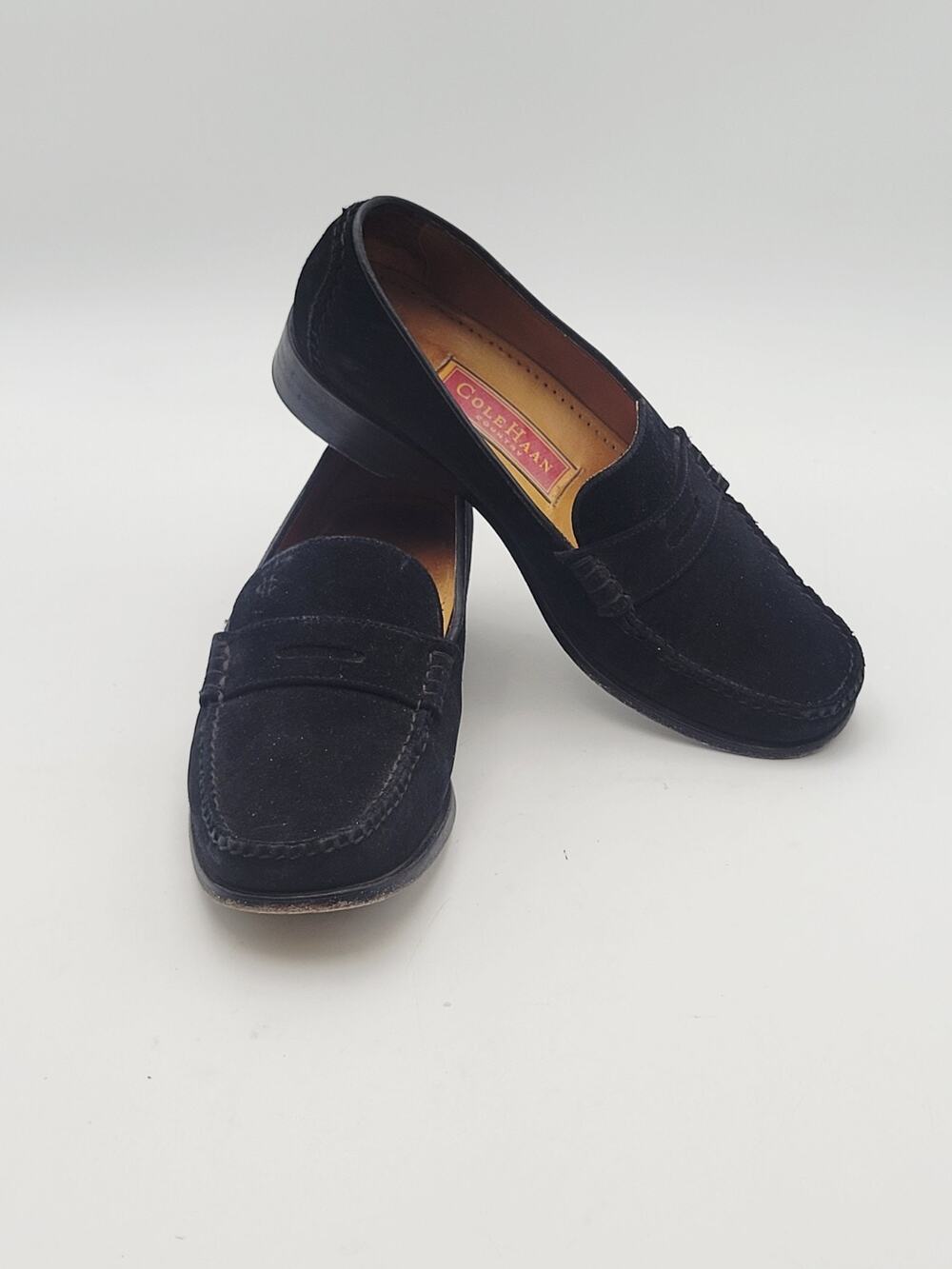 Cole Haan Women's Black Suede Loafers Sz 7 B Made In Brazil Vintage